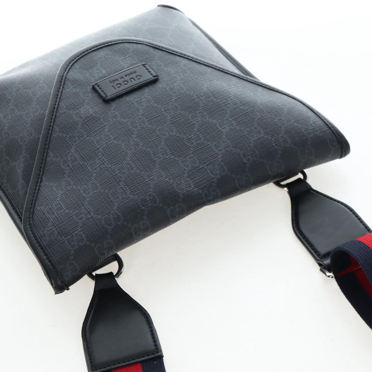 GUCCI GG Supreme Sherry Line Shoulder Bag PVC Black 599521 Auth ep15871A