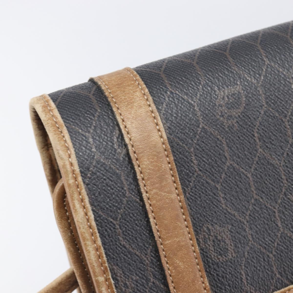 Christian Dior Honeycomb Canvas Shoulder Bag PVC Black Gold Auth ep15874