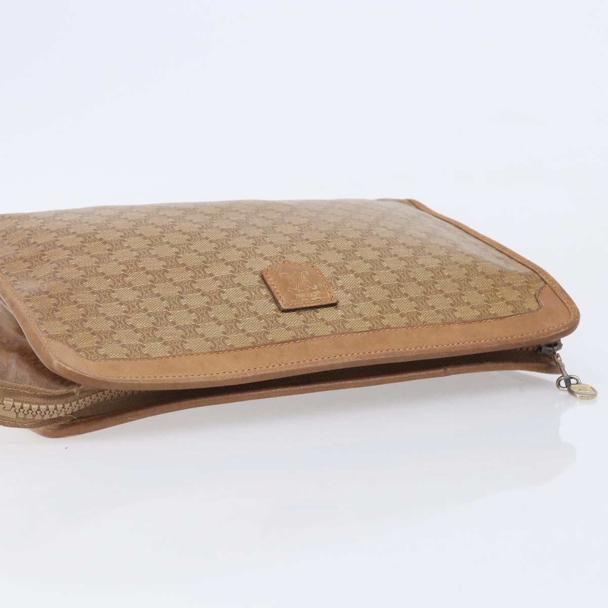 CELINE Macadam Clutch Bag PVC Beige Gold Auth ep15875