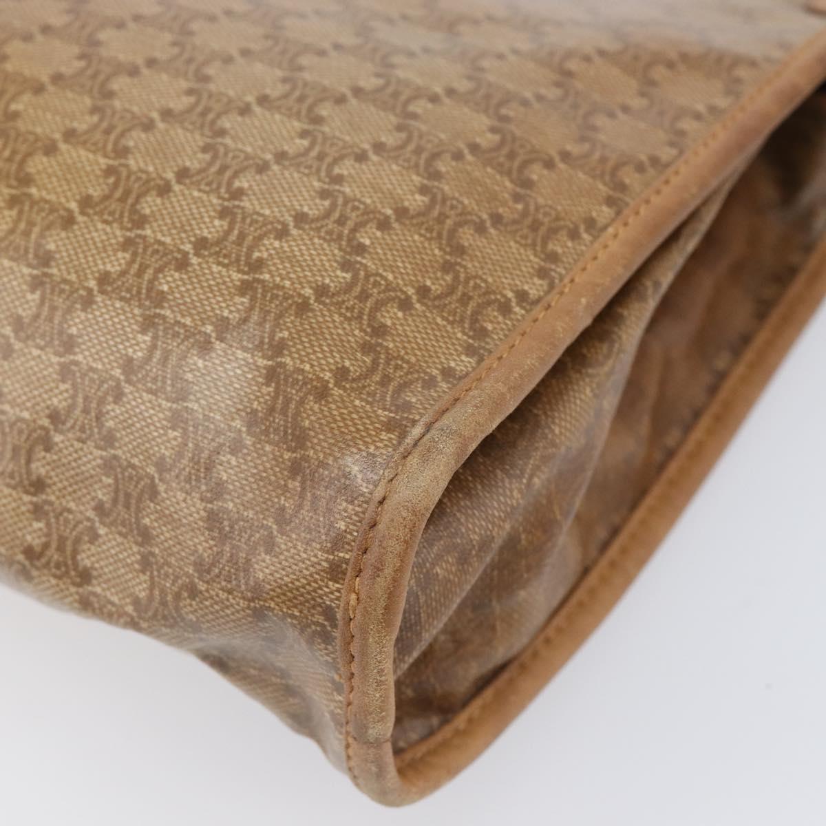 CELINE Macadam Clutch Bag PVC Beige Gold Auth ep15875
