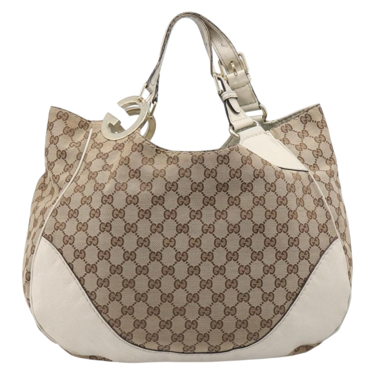 GUCCI GG Canvas Shoulder Bag Beige Gold 203504 Auth ep15878