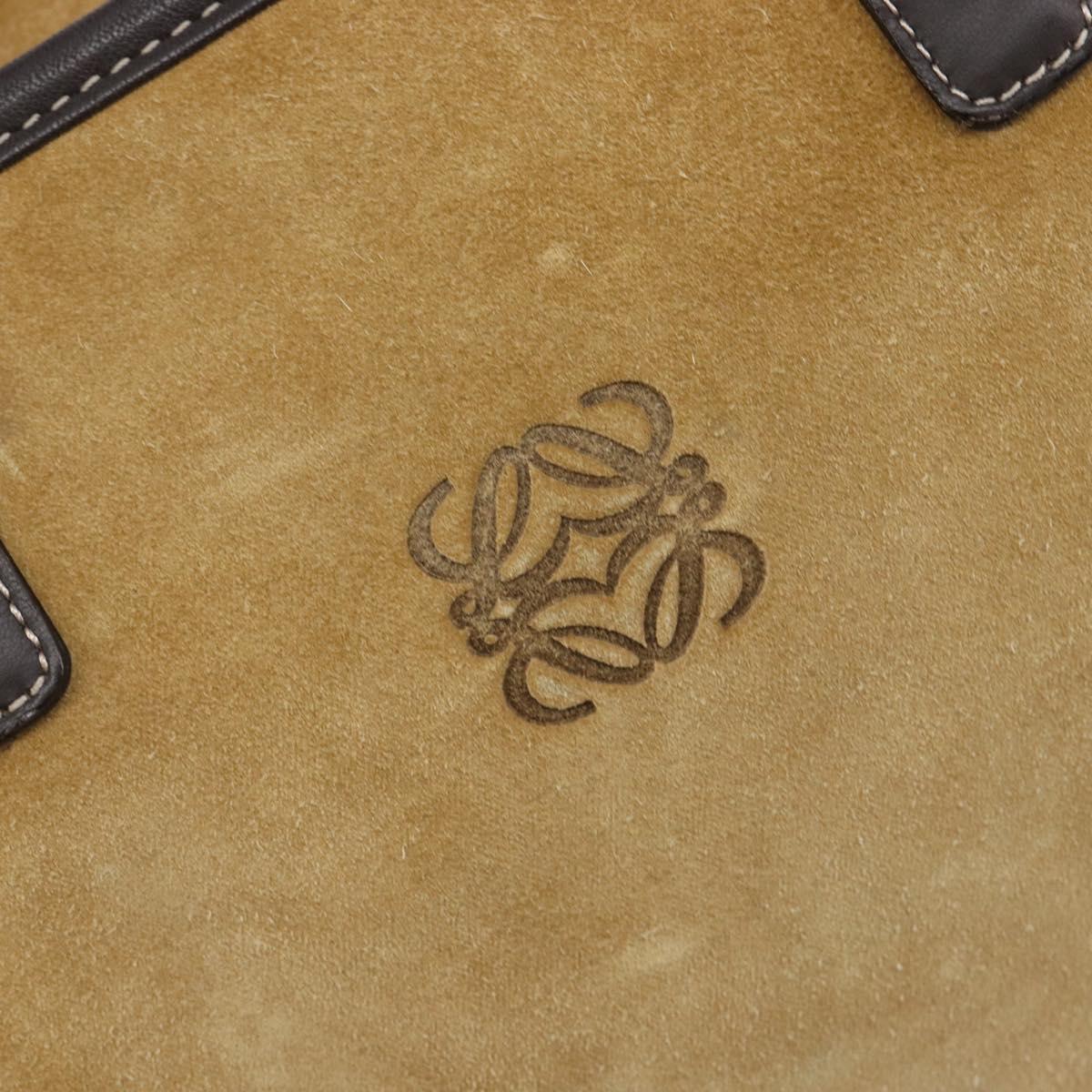 LOEWE Americana 28 Hand Bag Suede Beige Gold Auth ep15888
