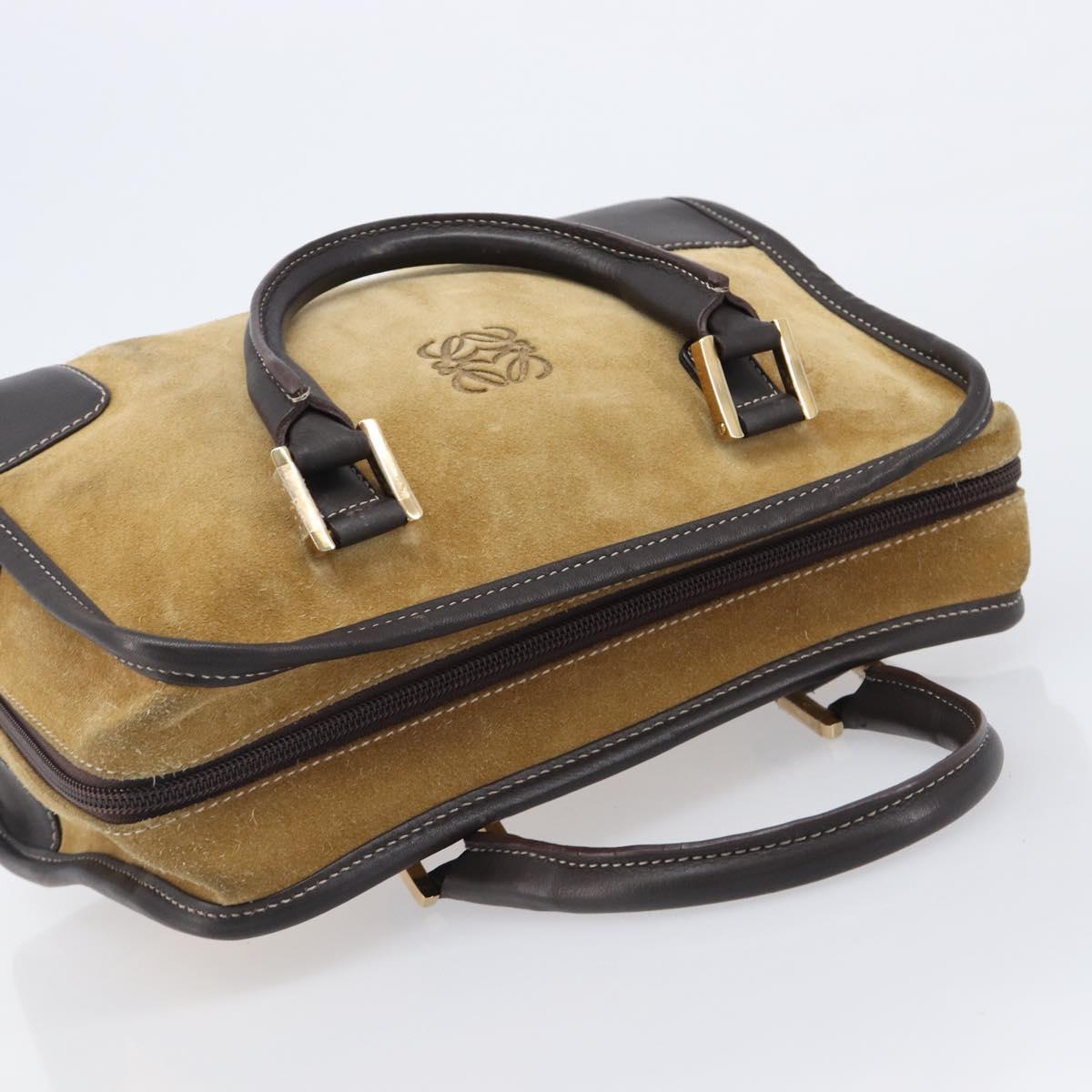 LOEWE Americana 28 Hand Bag Suede Beige Gold Auth ep15888