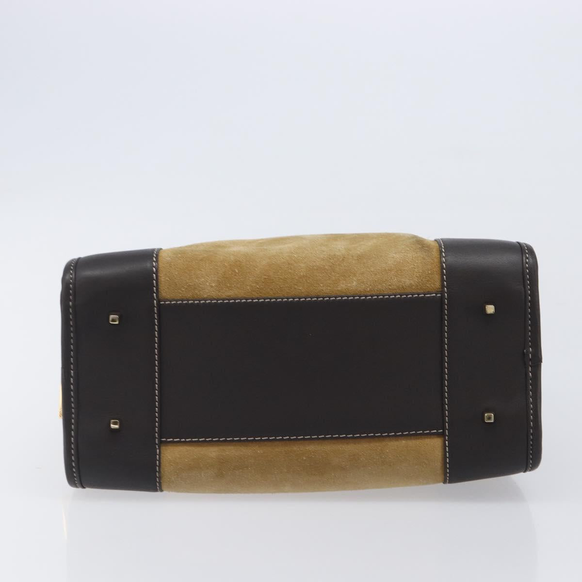 LOEWE Americana 28 Hand Bag Suede Beige Gold Auth ep15888