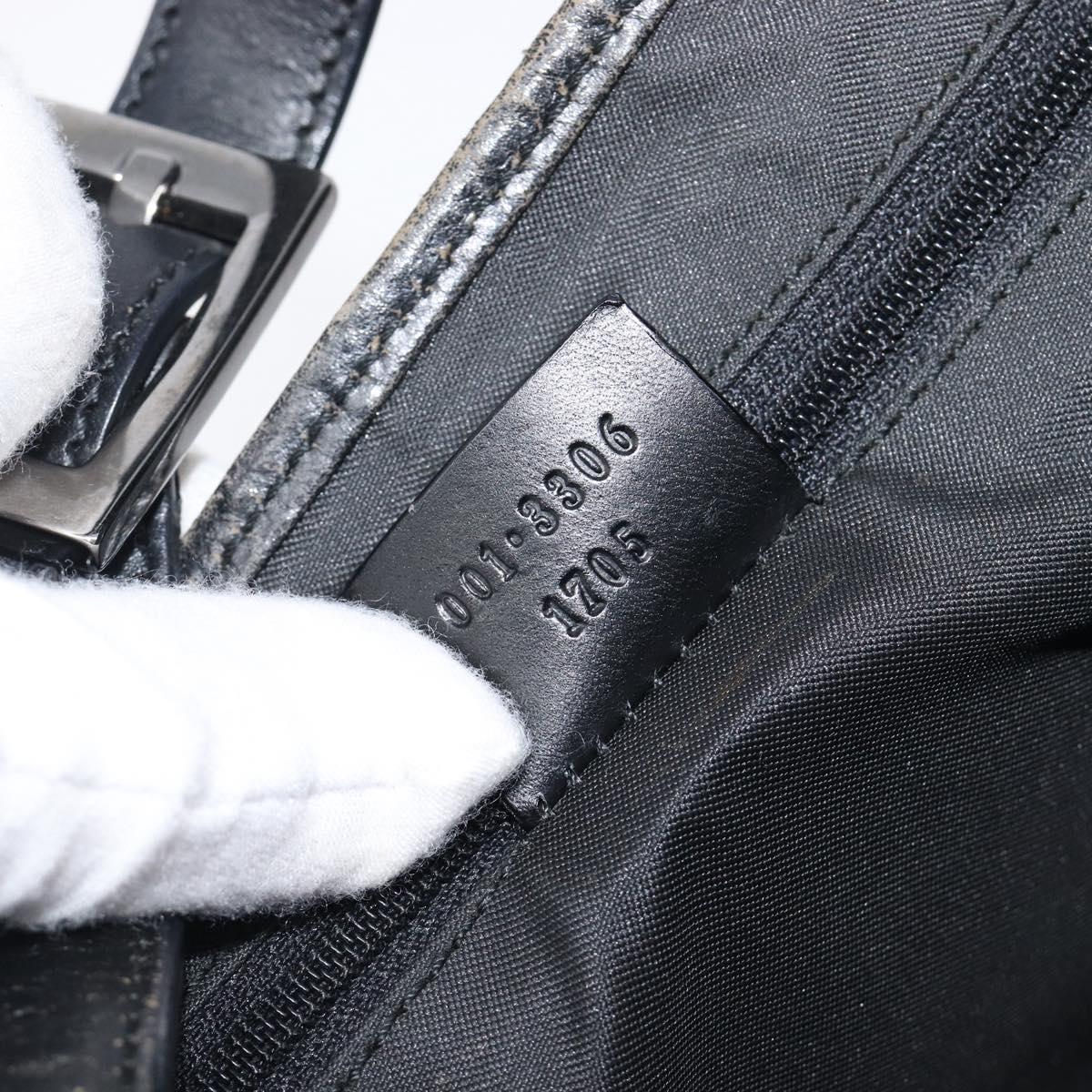 GUCCI GG Canvas Jackie Shoulder Bag Black Silver 001 3306 Auth ep15894