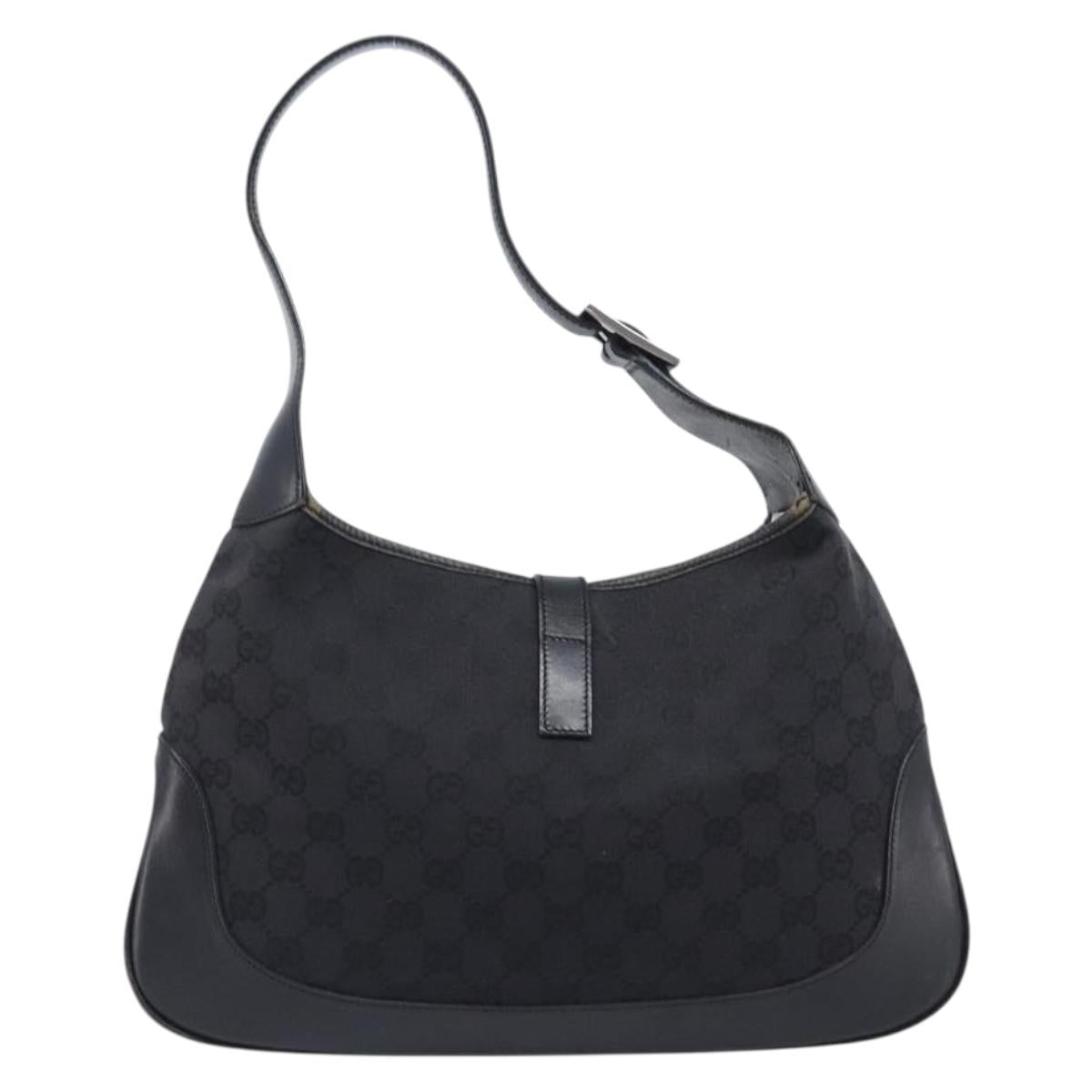 GUCCI GG Canvas Jackie Shoulder Bag Black Silver 001 3306 Auth ep15894