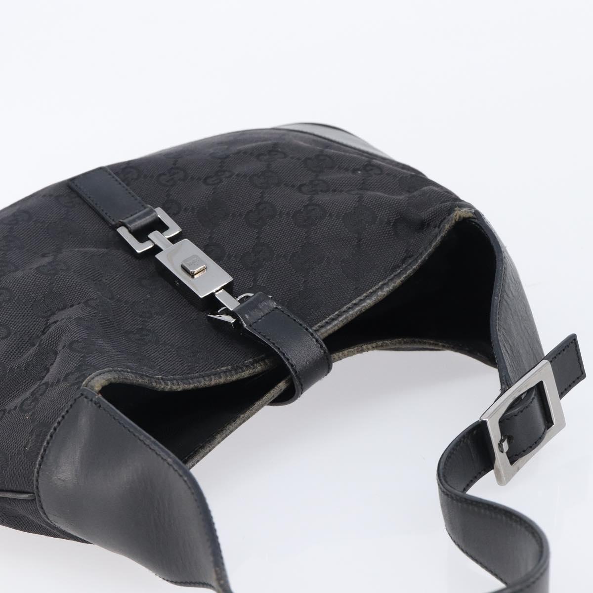 GUCCI GG Canvas Jackie Shoulder Bag Black Silver 001 3306 Auth ep15894
