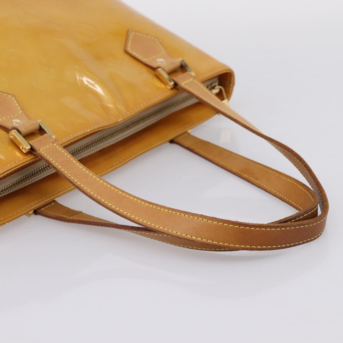 LOUIS VUITTON Monogram Vernis Houston Hand Bag Beige M91004 LV Auth ep15897
