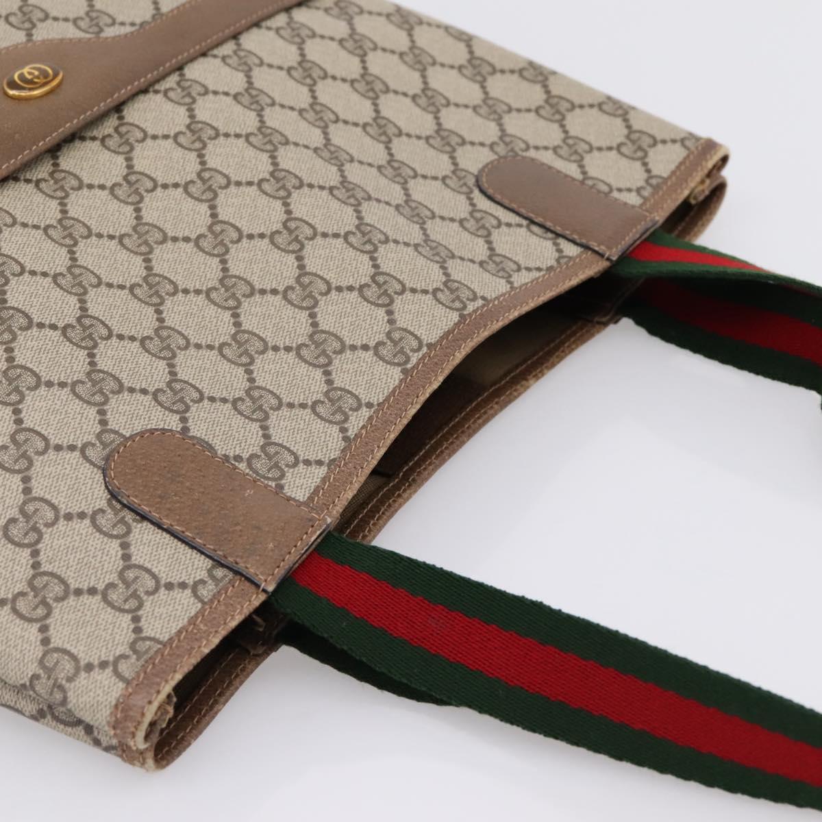 GUCCI GG Supreme Web Sherry Line Tote Bag Beige Gold 39 02003 Auth ep15903