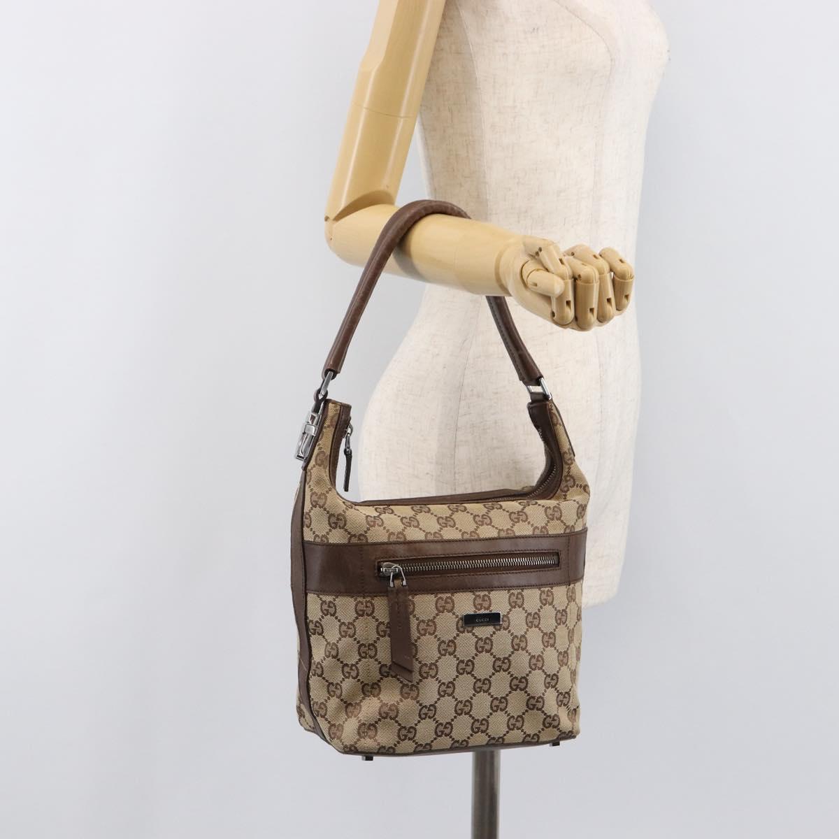 GUCCI GG Canvas Shoulder Bag Beige Silver 001 4299 Auth ep15906