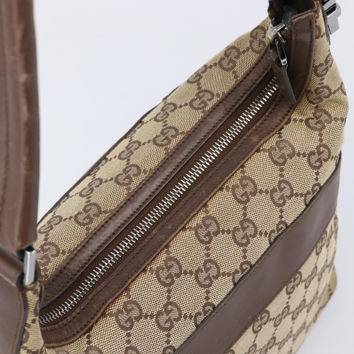 GUCCI GG Canvas Shoulder Bag Beige Silver 001 4299 Auth ep15906
