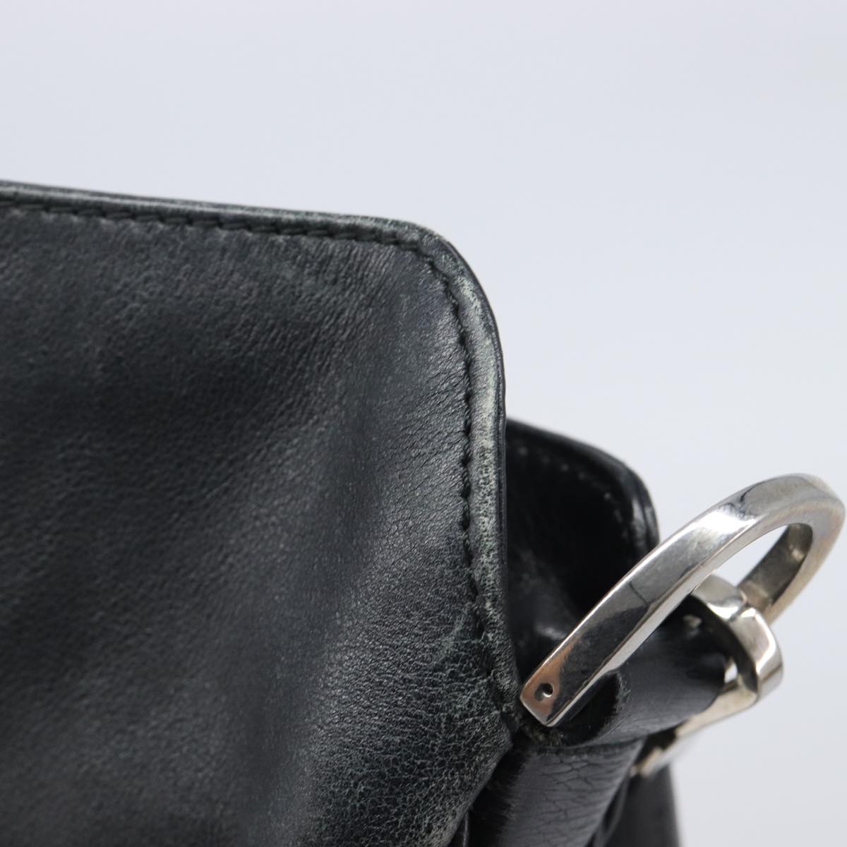 GUCCI Bamboo Hand Bag Leather Black Silver 001 4095 Auth ep15912