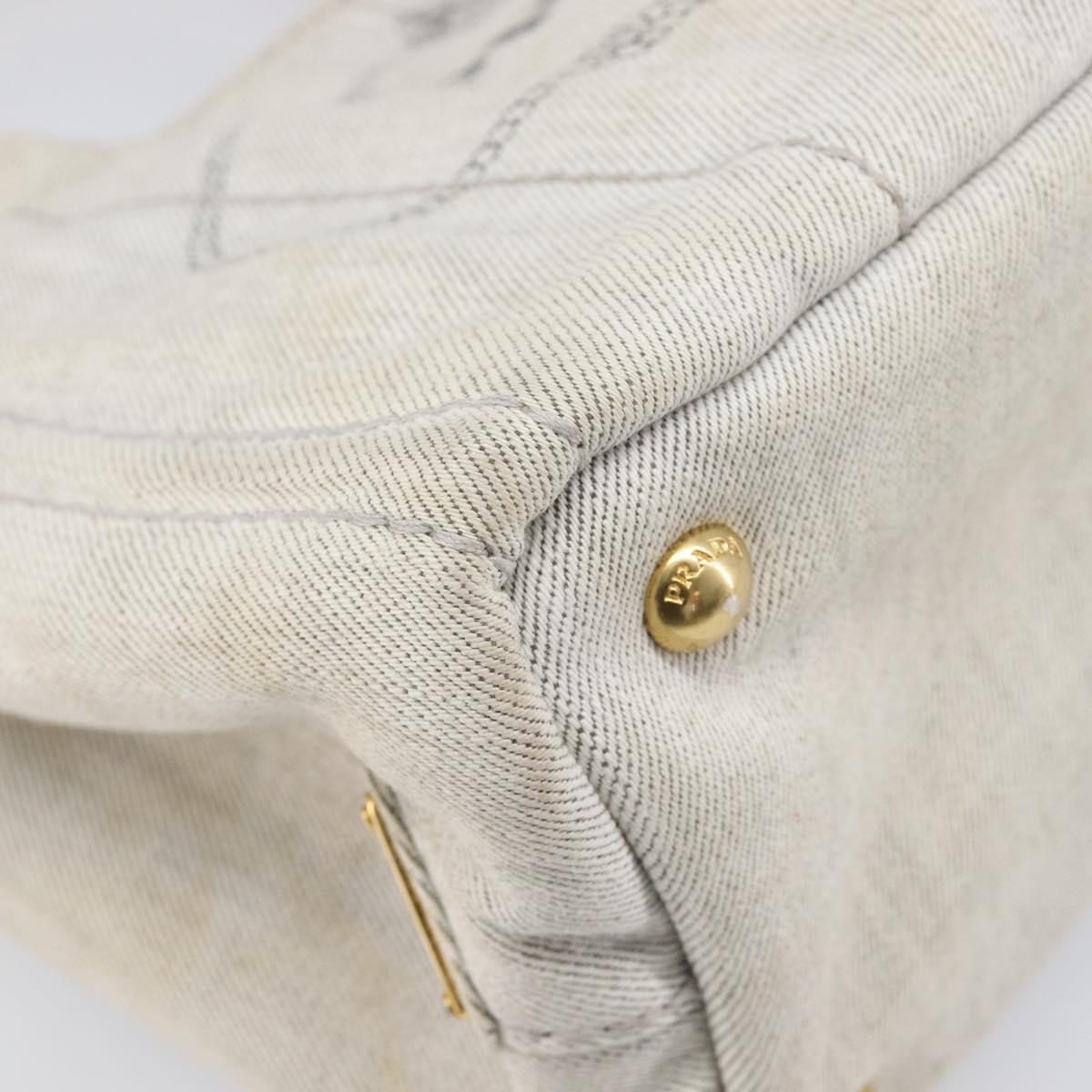 PRADA Canapa PM Hand Bag Canvas Gray Gold Auth ep15913