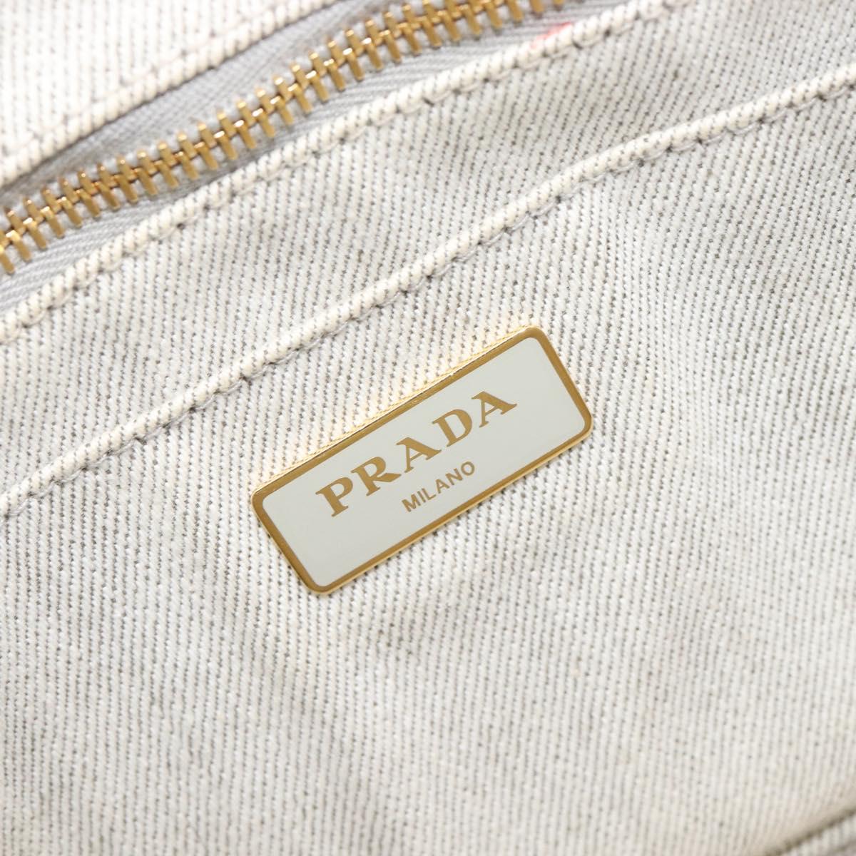 PRADA Canapa PM Hand Bag Canvas Gray Gold Auth ep15913