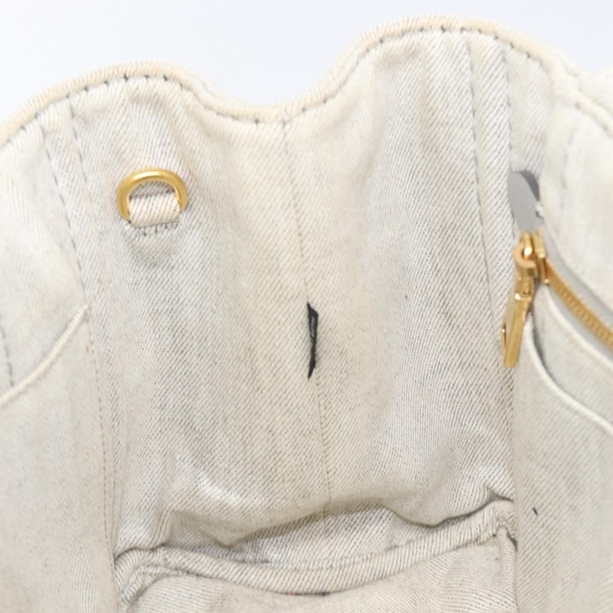PRADA Canapa PM Hand Bag Canvas Gray Gold Auth ep15913