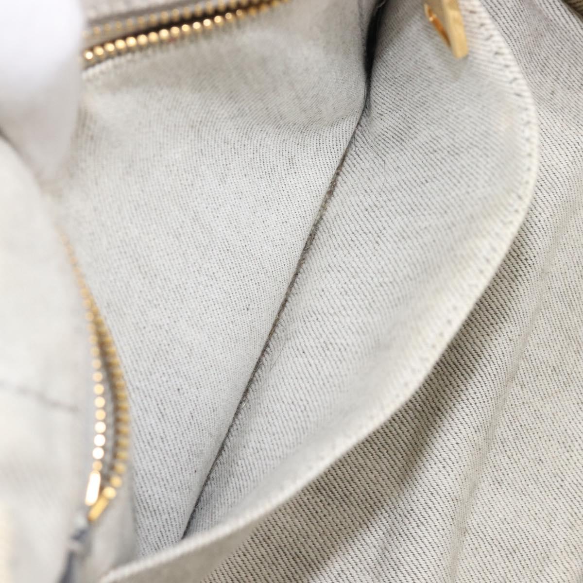 PRADA Canapa PM Hand Bag Canvas Gray Gold Auth ep15913