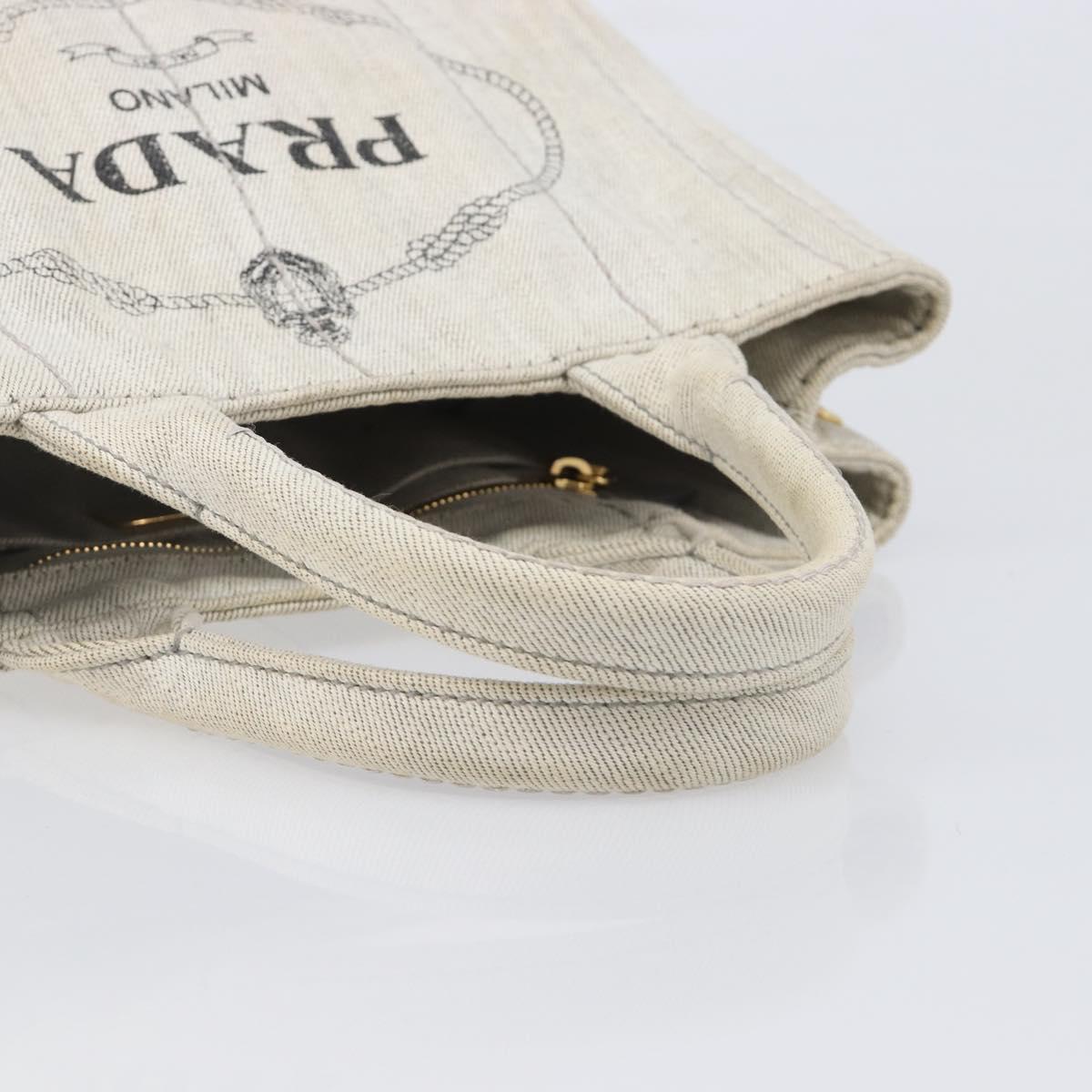 PRADA Canapa PM Hand Bag Canvas Gray Gold Auth ep15913