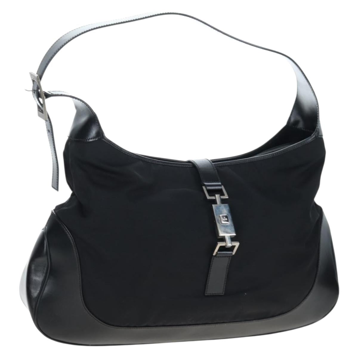 GUCCI Jackie Shoulder Bag Nylon Black Silver 019 0337 Auth ep15917A