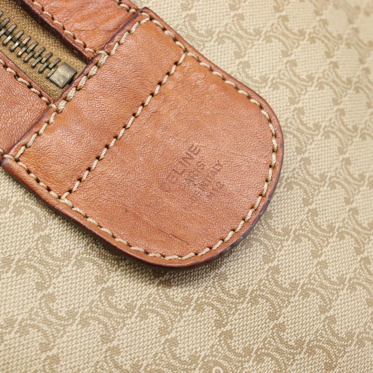 CELINE Macadam Canvas Boston Bag PVC Beige Gold Auth ep15919