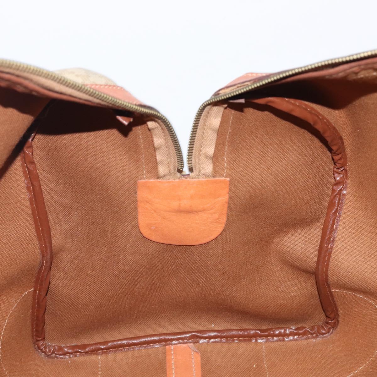 CELINE Macadam Canvas Boston Bag PVC Beige Gold Auth ep15919