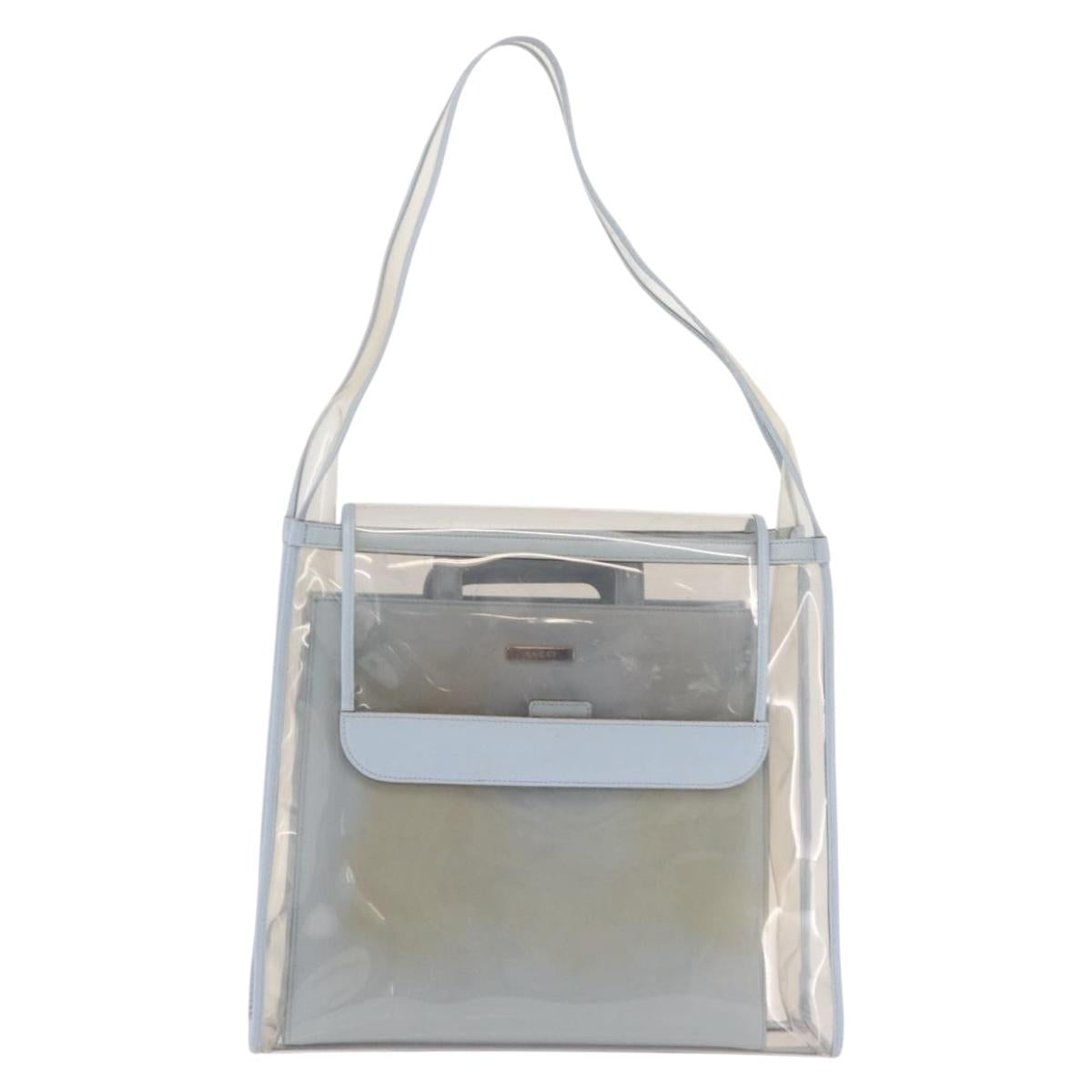 GUCCI Shoulder Bag Vinyl Light Blue Clear 001 2058 1772 5 Auth ep15938