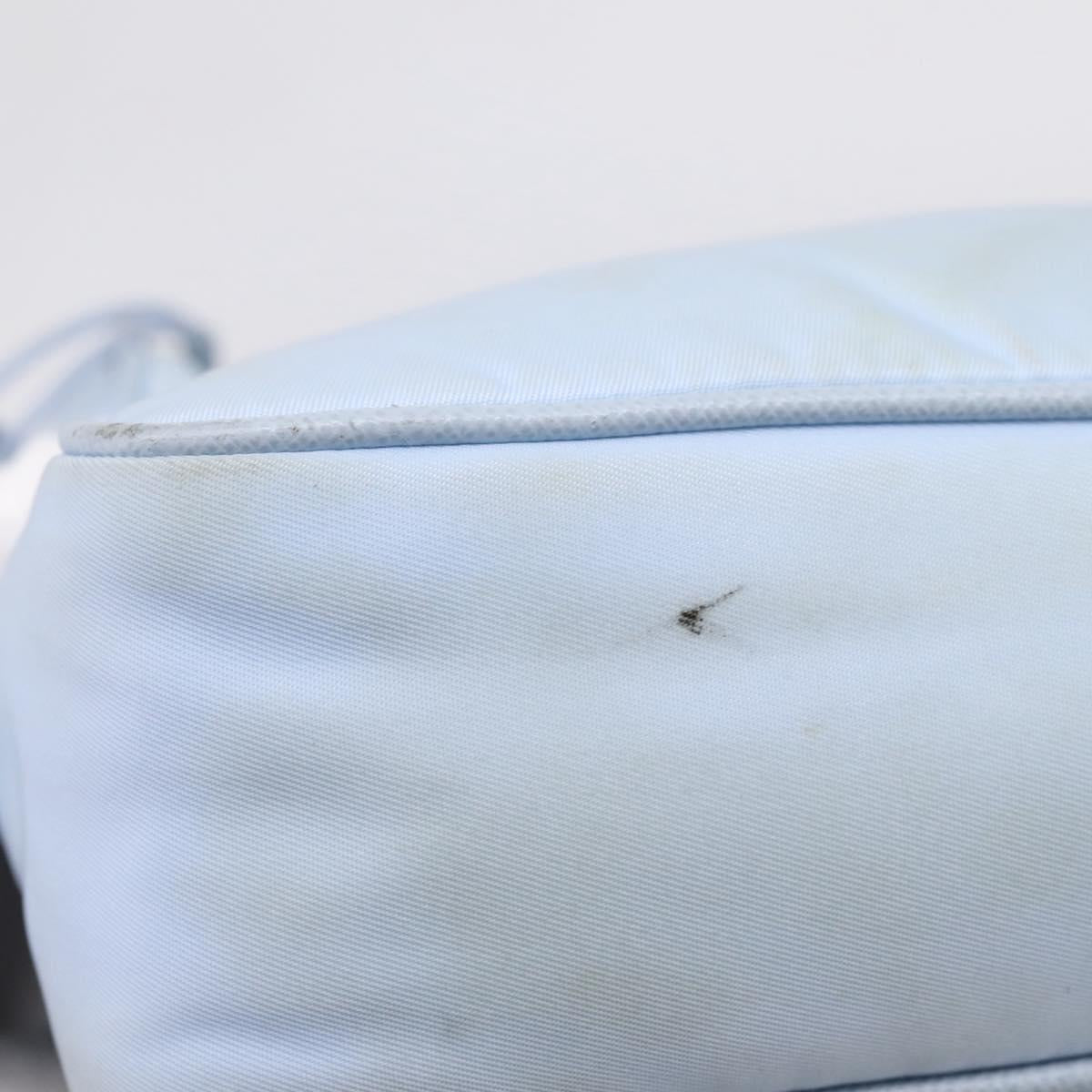 PRADA Hand Bag Nylon Light Blue Gold Auth ep15940A
