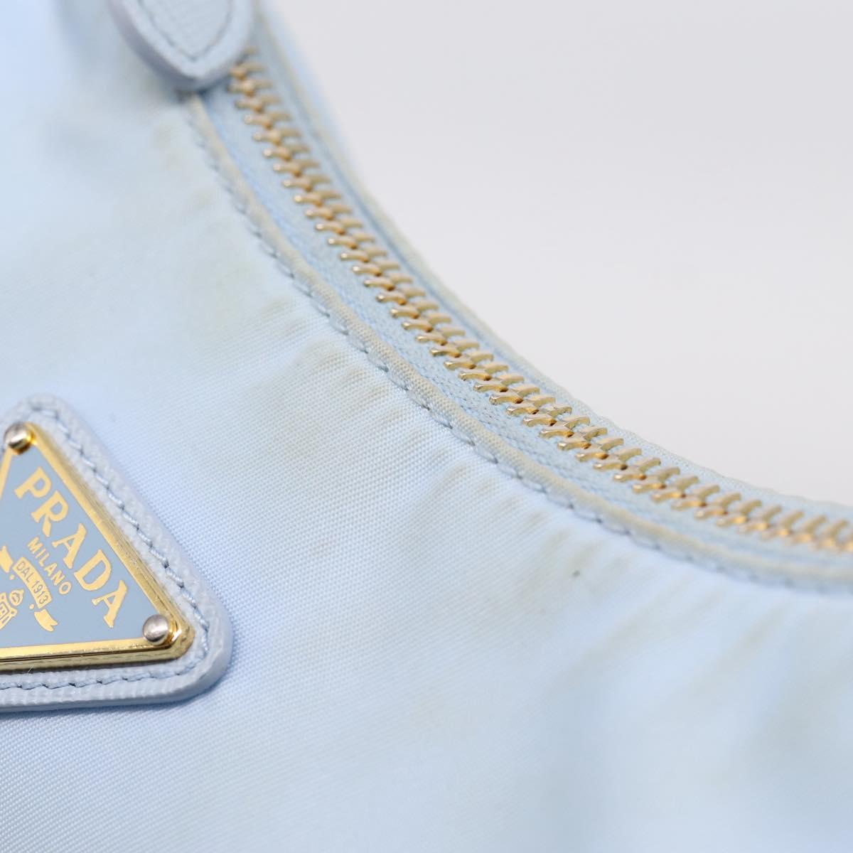 PRADA Hand Bag Nylon Light Blue Gold Auth ep15940A
