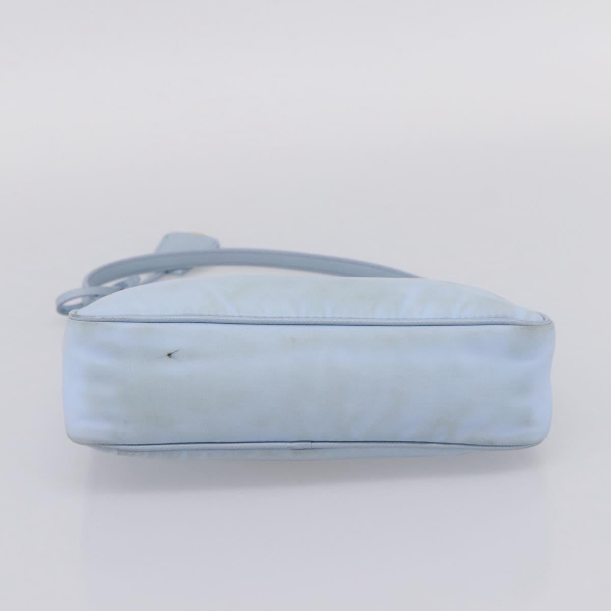 PRADA Hand Bag Nylon Light Blue Gold Auth ep15940A