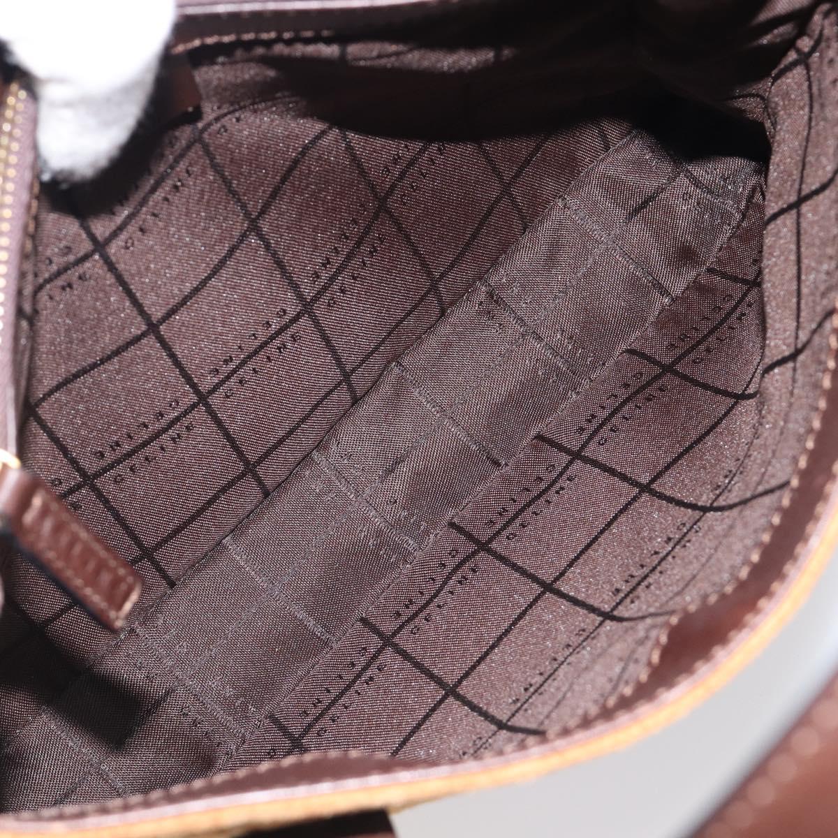 CELINE C Macadam Canvas Hand Bag Suede Brown Gold Auth ep15941