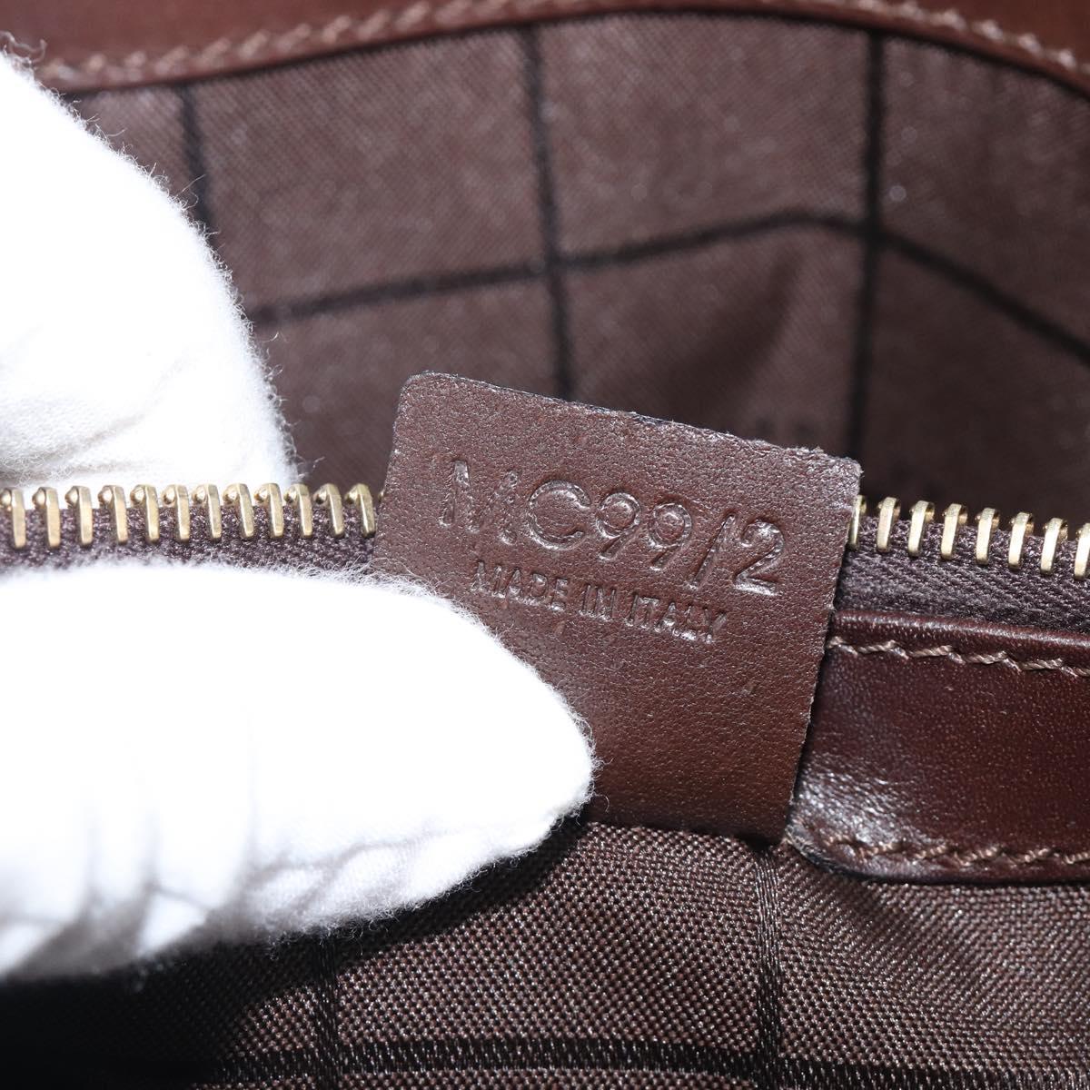 CELINE C Macadam Canvas Hand Bag Suede Brown Gold Auth ep15941