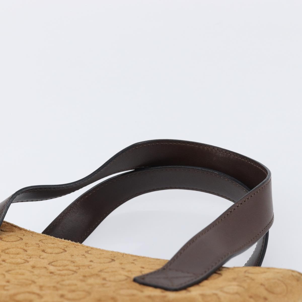 CELINE C Macadam Canvas Hand Bag Suede Brown Gold Auth ep15941