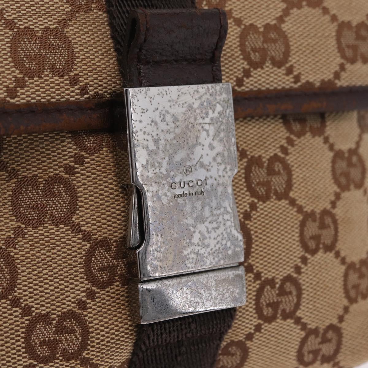 GUCCI GG Canvas Waist bag Beige Silver 131236 Auth ep15942
