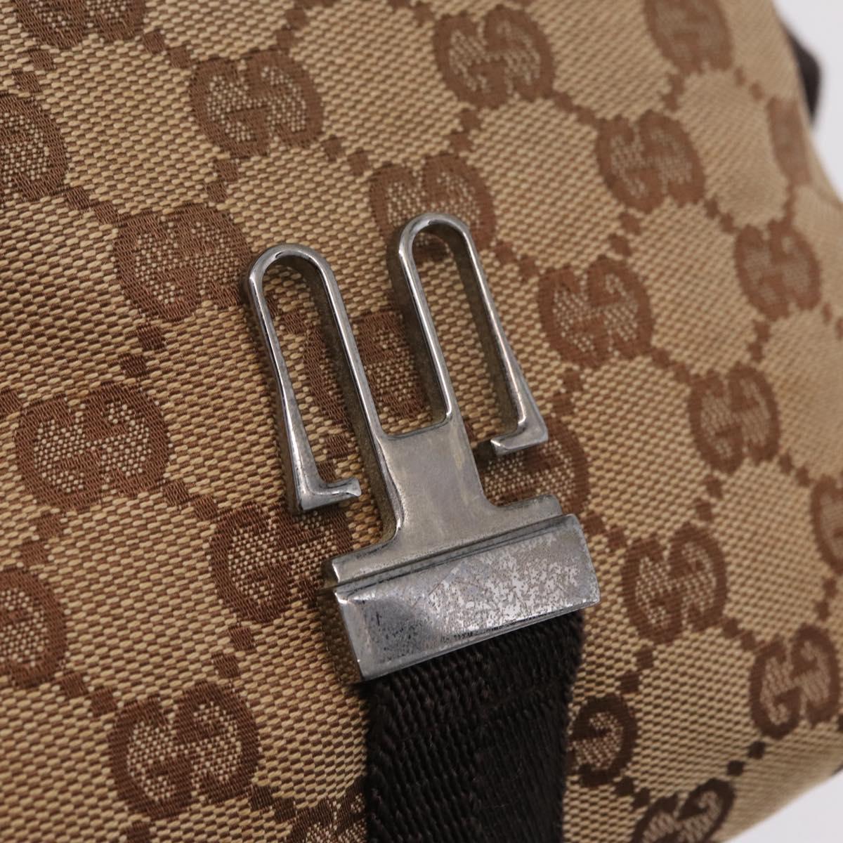 GUCCI GG Canvas Waist bag Beige Silver 131236 Auth ep15942