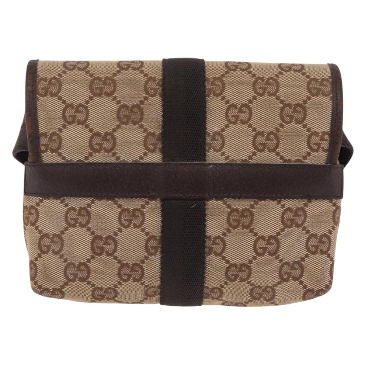 GUCCI GG Canvas Waist bag Beige Silver 131236 Auth ep15942