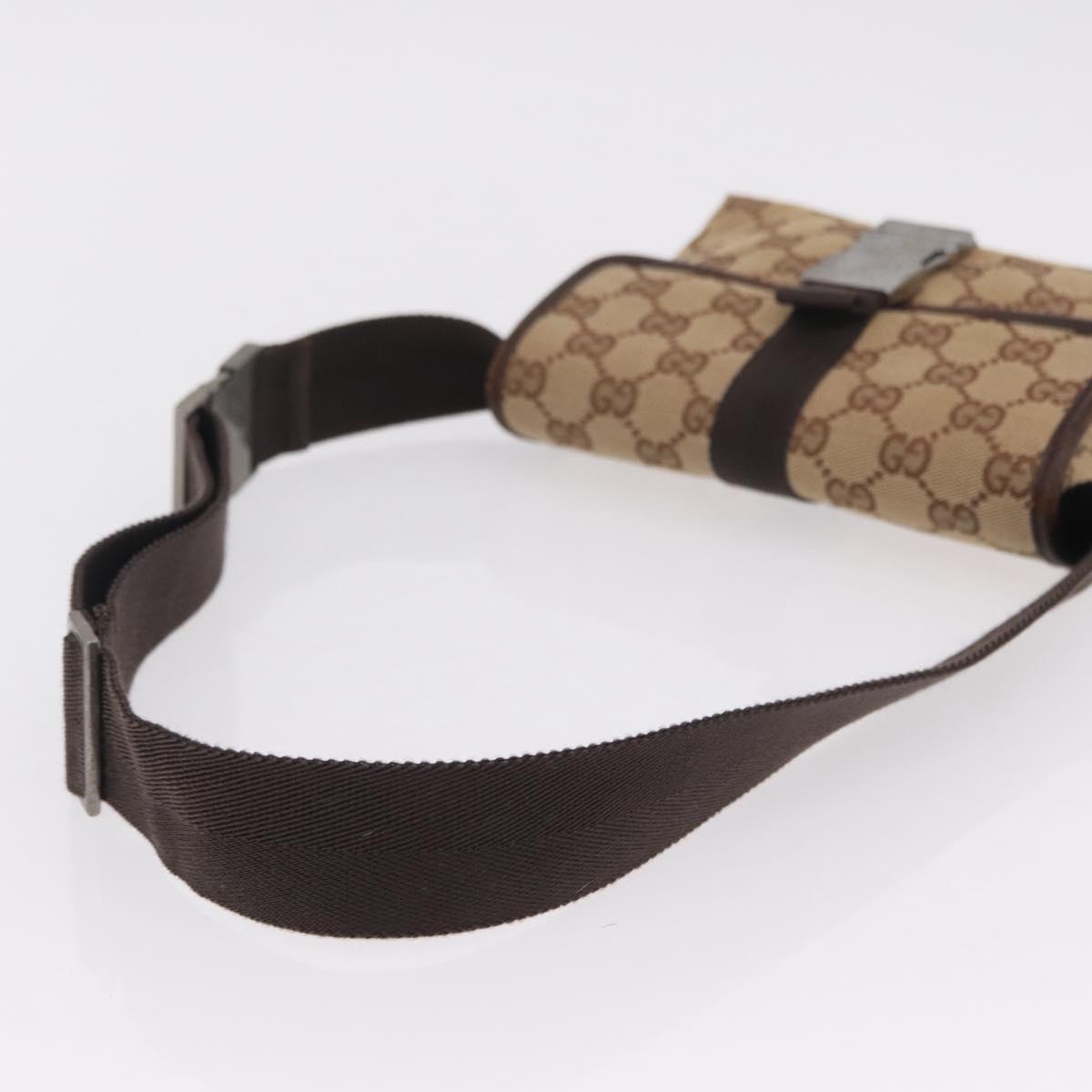 GUCCI GG Canvas Waist bag Beige Silver 131236 Auth ep15942