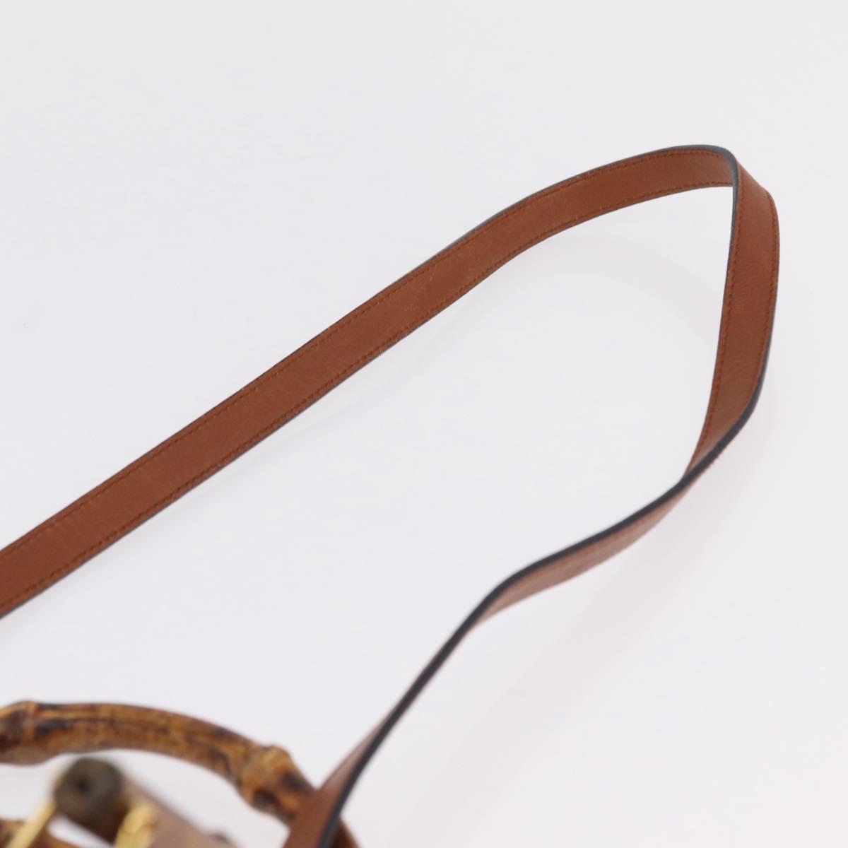 GUCCI Bamboo Hand Bag Leather 2way Brown Gold 000 1274 0290 Auth ep15945