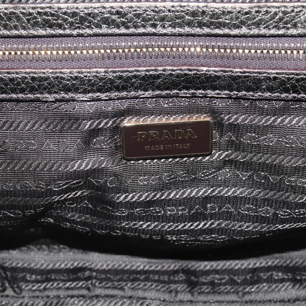 PRADA Hand Bag Leather Khaki Gold Auth ep15951