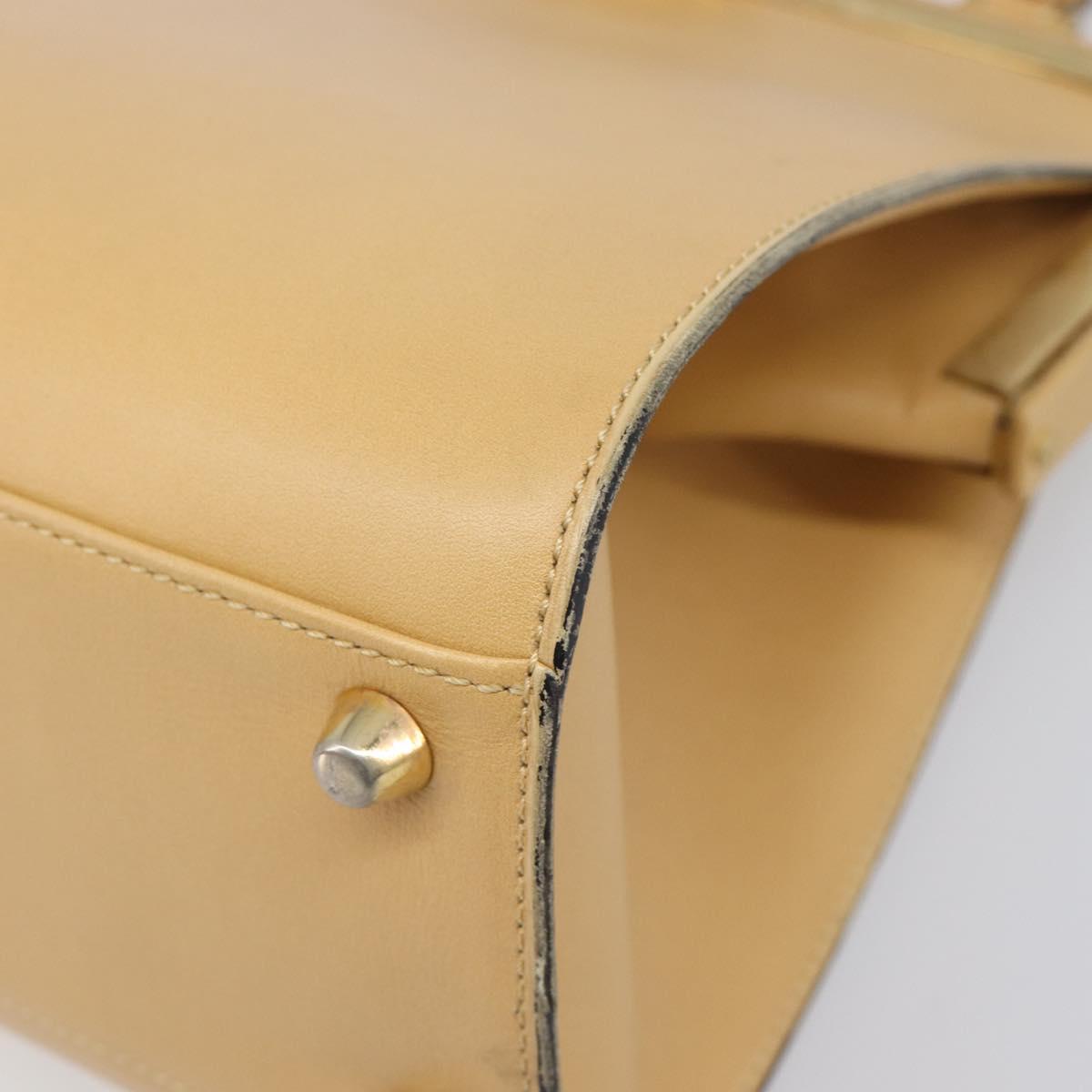 Christian Dior Hand Bag Leather Beige Gold Auth ep15958