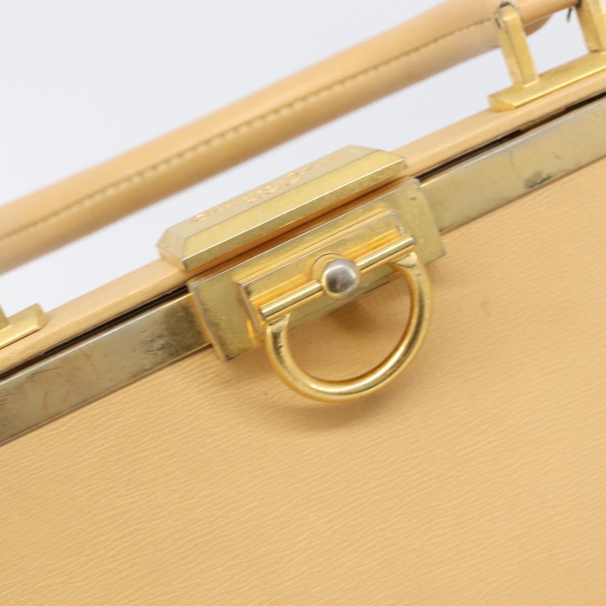 Christian Dior Hand Bag Leather Beige Gold Auth ep15958