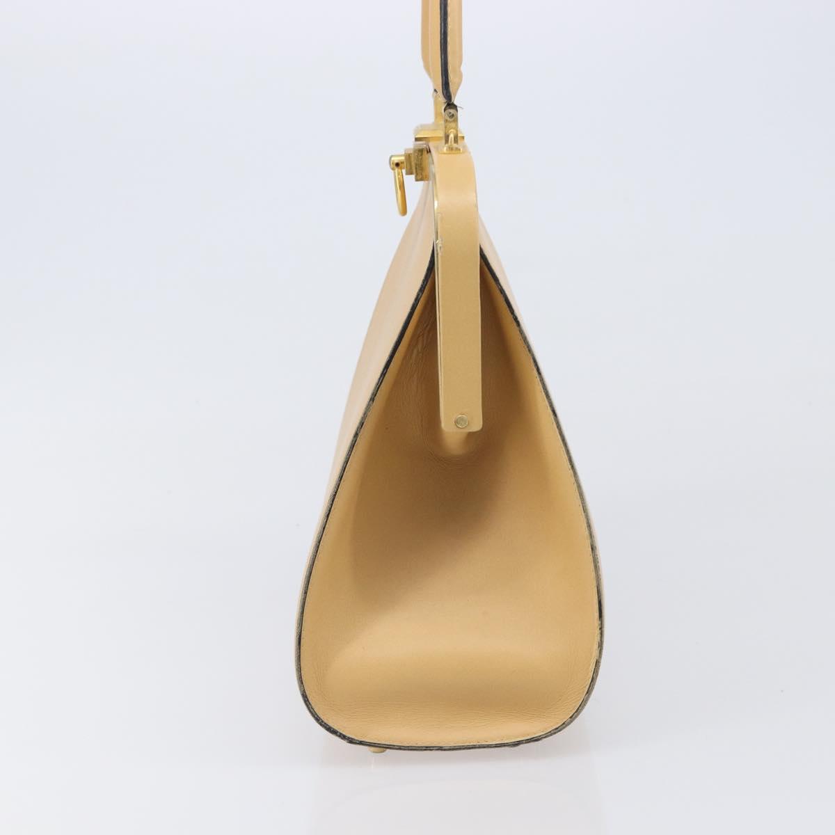 Christian Dior Hand Bag Leather Beige Gold Auth ep15958
