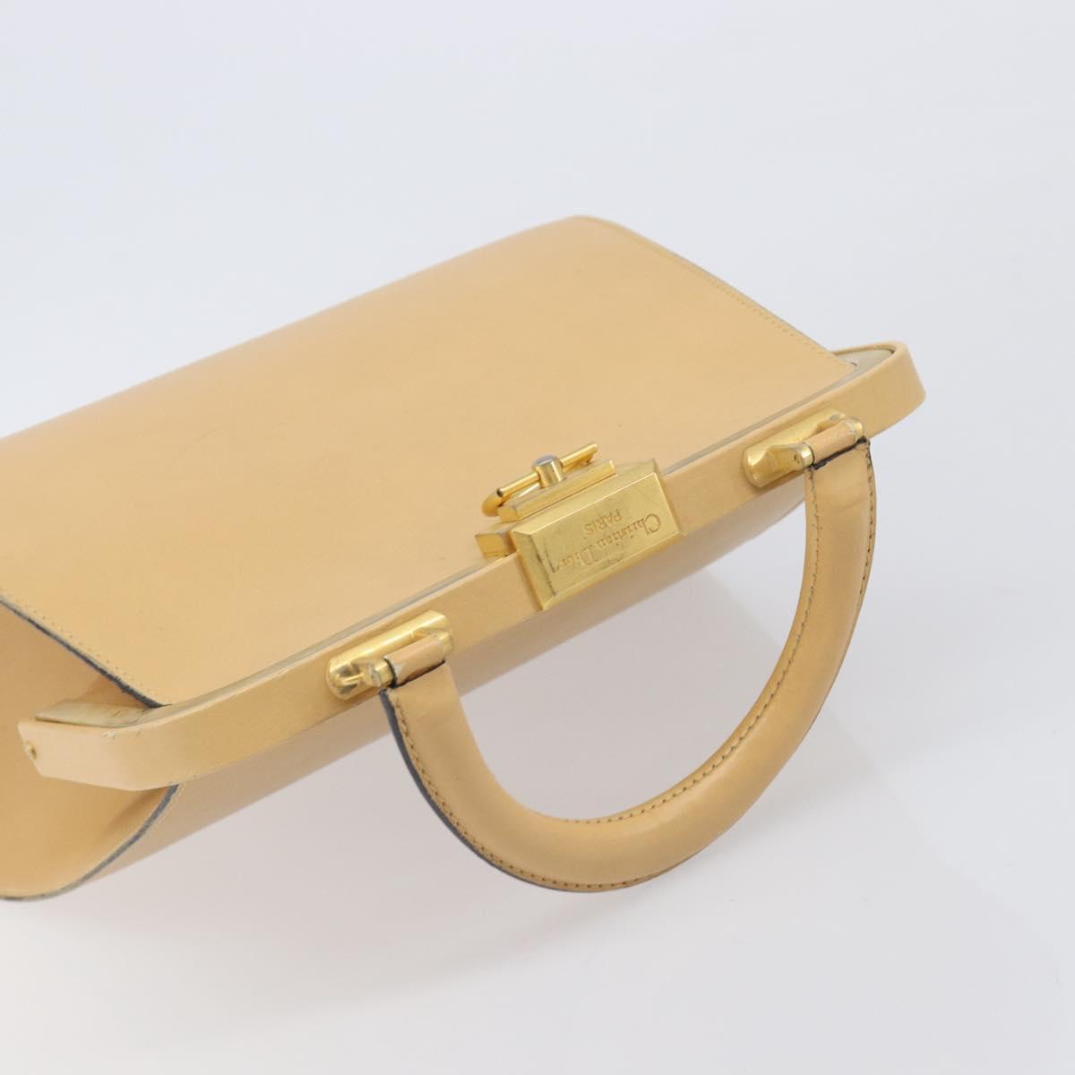 Christian Dior Hand Bag Leather Beige Gold Auth ep15958