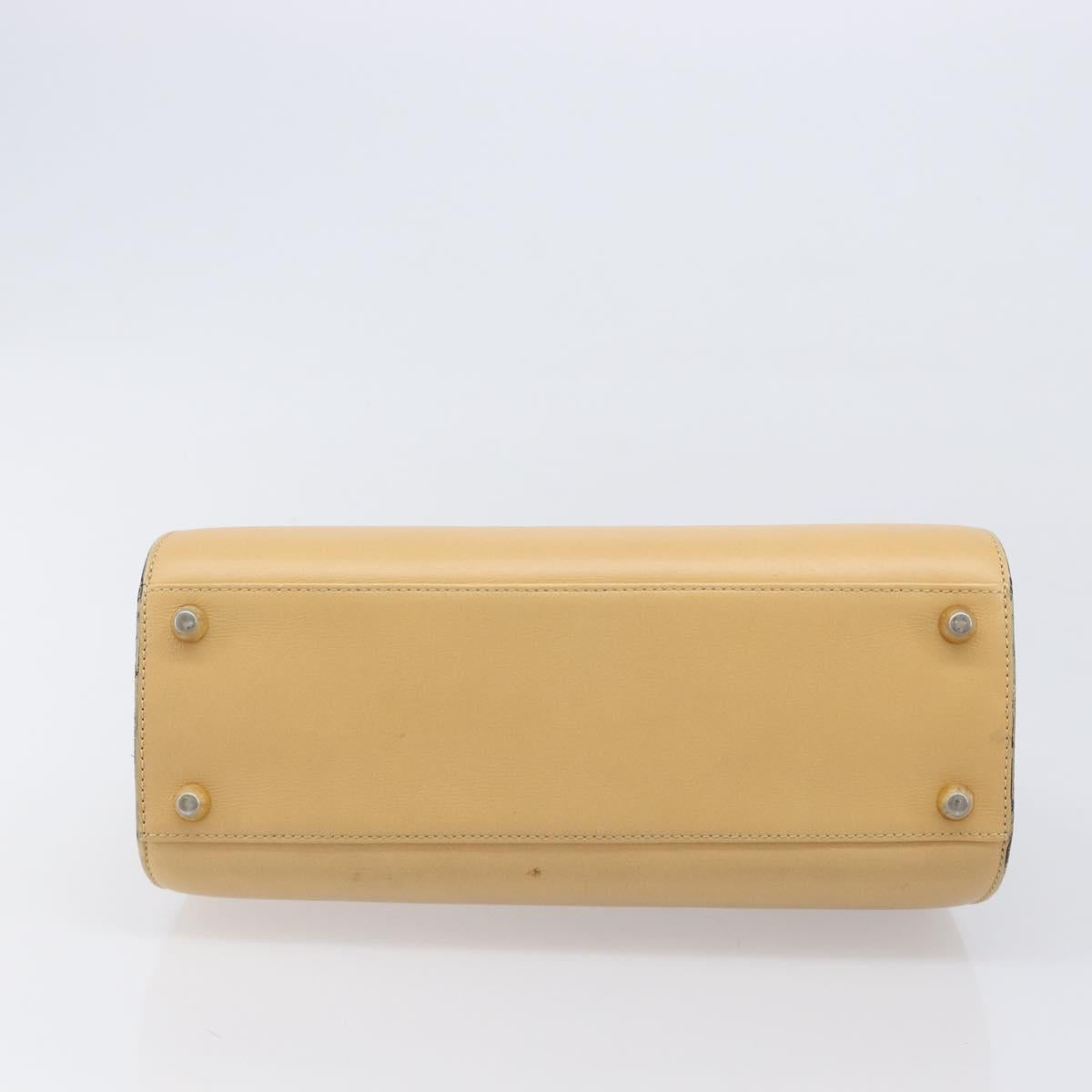 Christian Dior Hand Bag Leather Beige Gold Auth ep15958