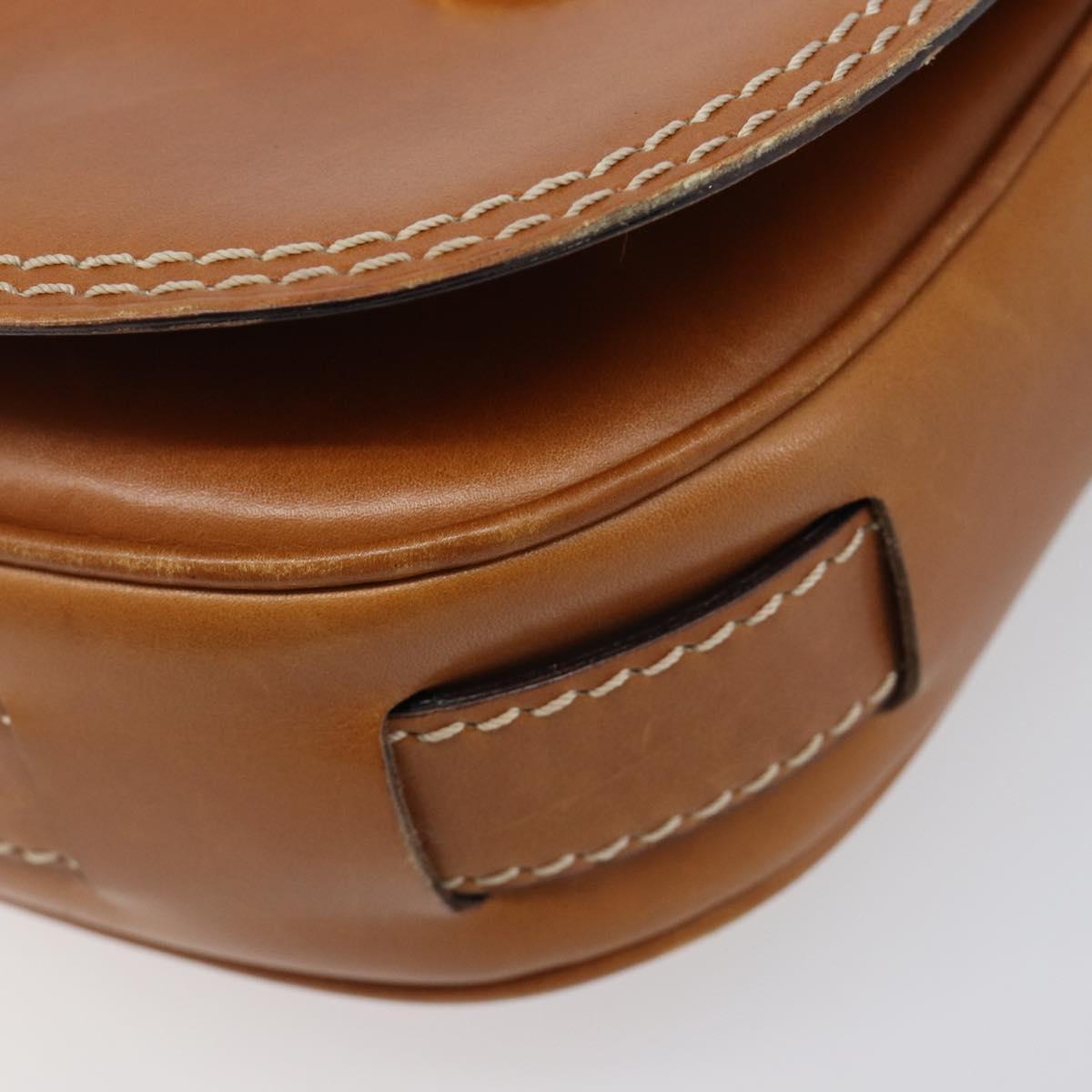 CELINE Shoulder Bag Leather Brown Gold Auth ep15959