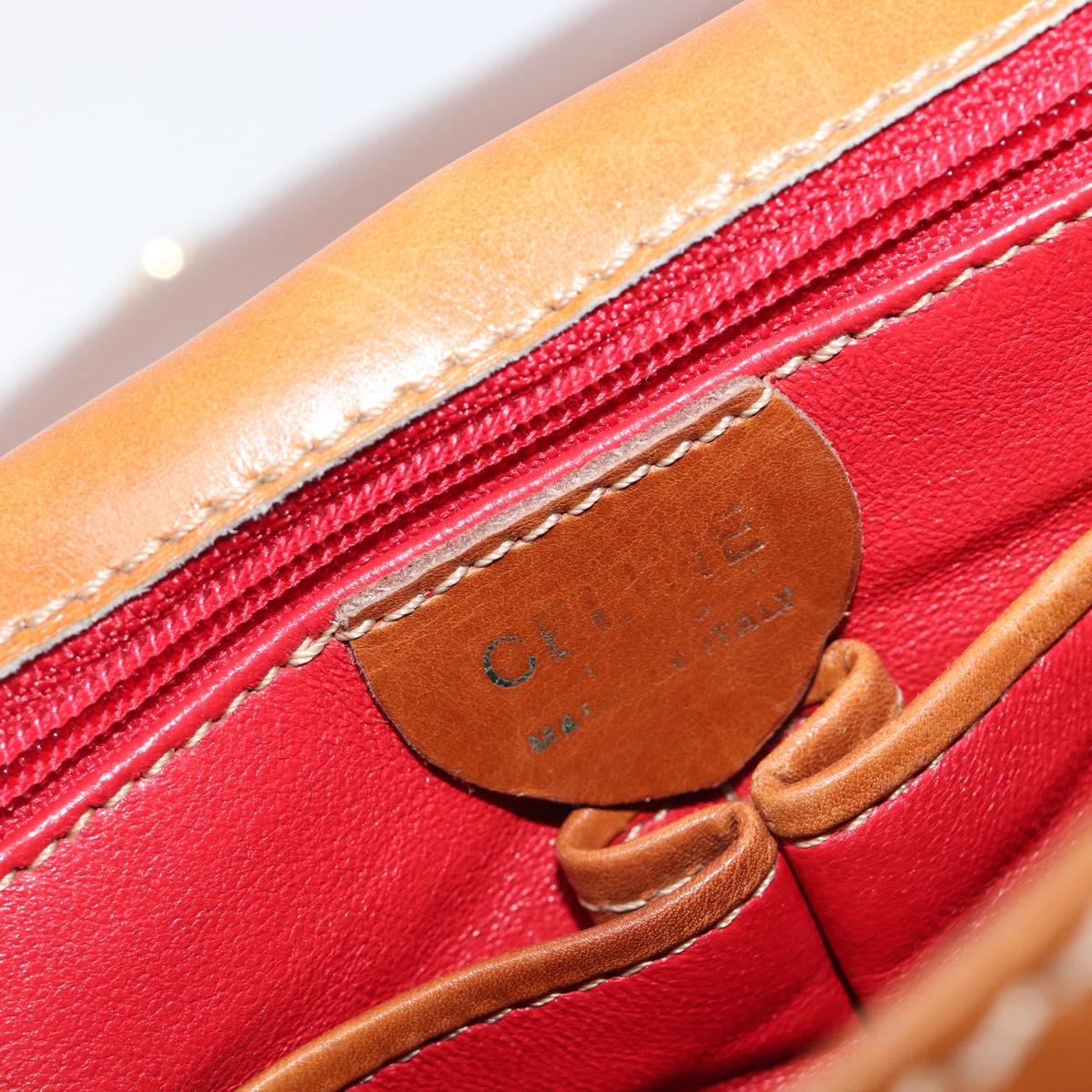 CELINE Shoulder Bag Leather Brown Gold Auth ep15959