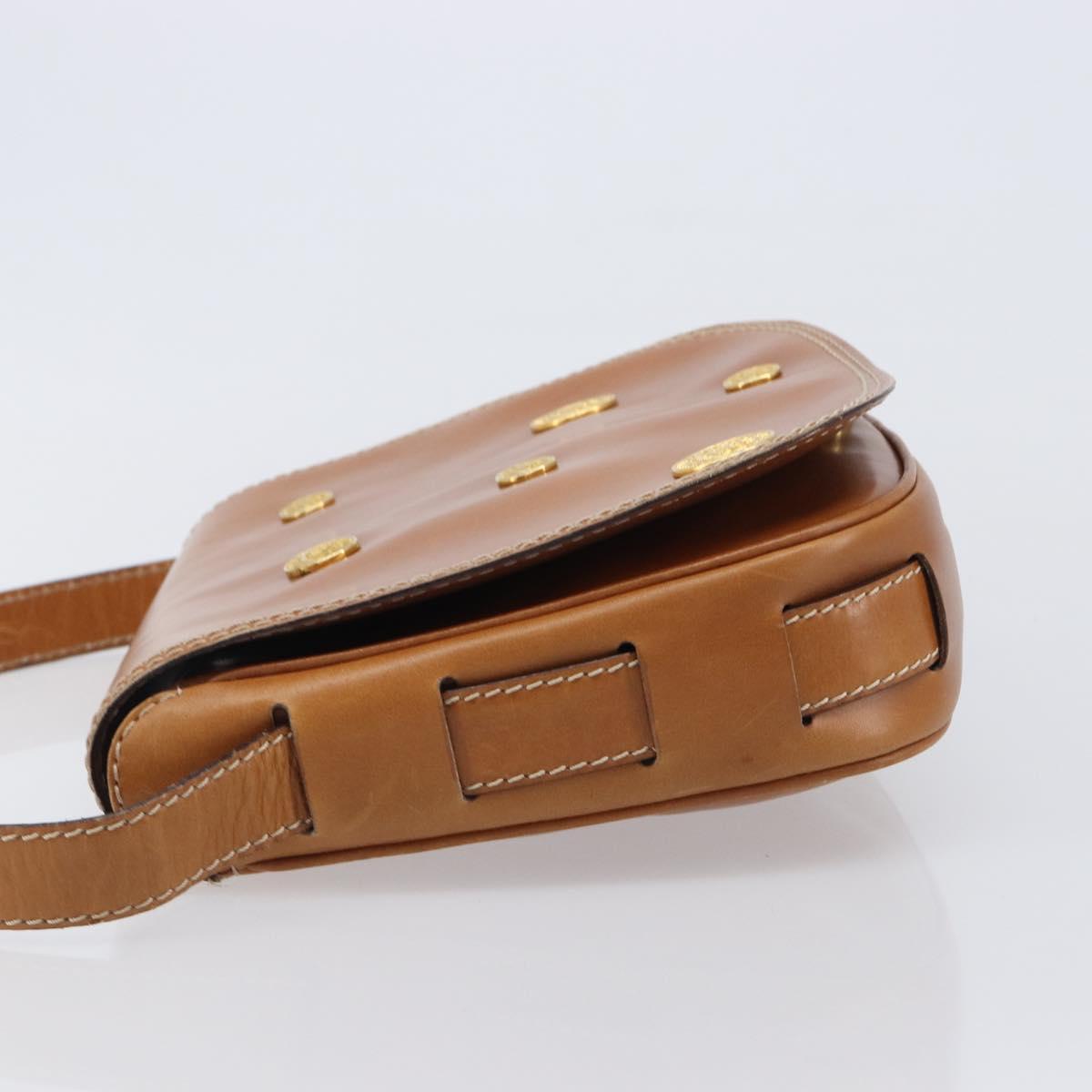 CELINE Shoulder Bag Leather Brown Gold Auth ep15959