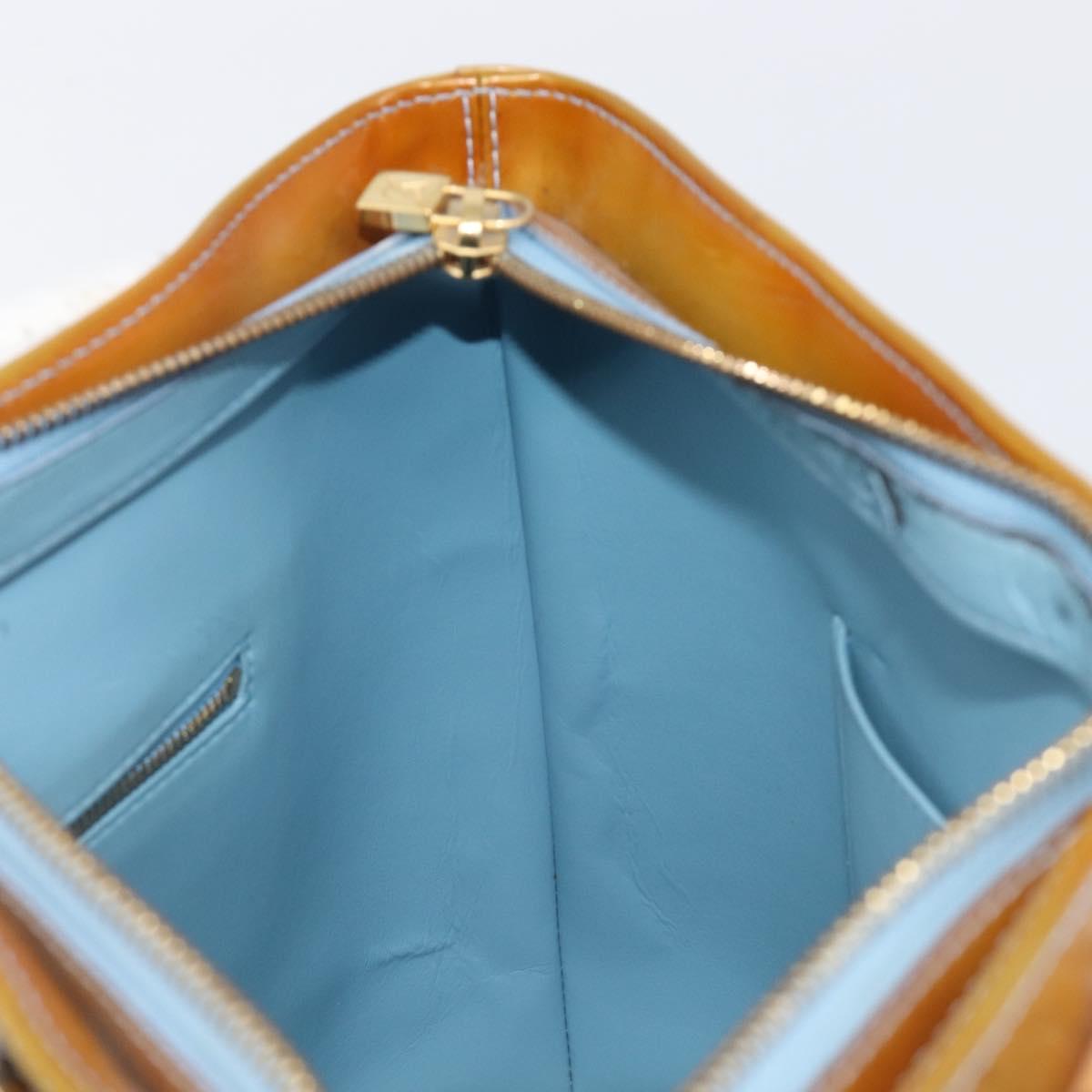 LOUIS VUITTON Monogram Vernis Houston Hand Bag Baby Blue M91005 LV Auth ep15961