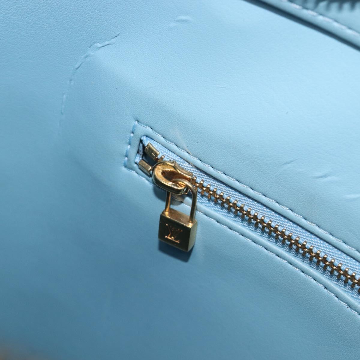 LOUIS VUITTON Monogram Vernis Houston Hand Bag Baby Blue M91005 LV Auth ep15961