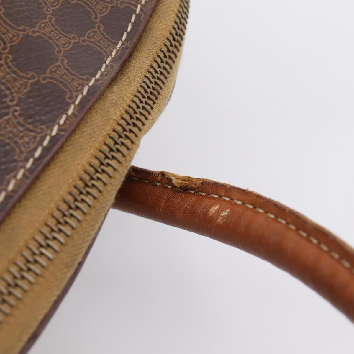 CELINE Macadam Canvas Hand Bag PVC Leather 2way Brown Gold Auth ep15962