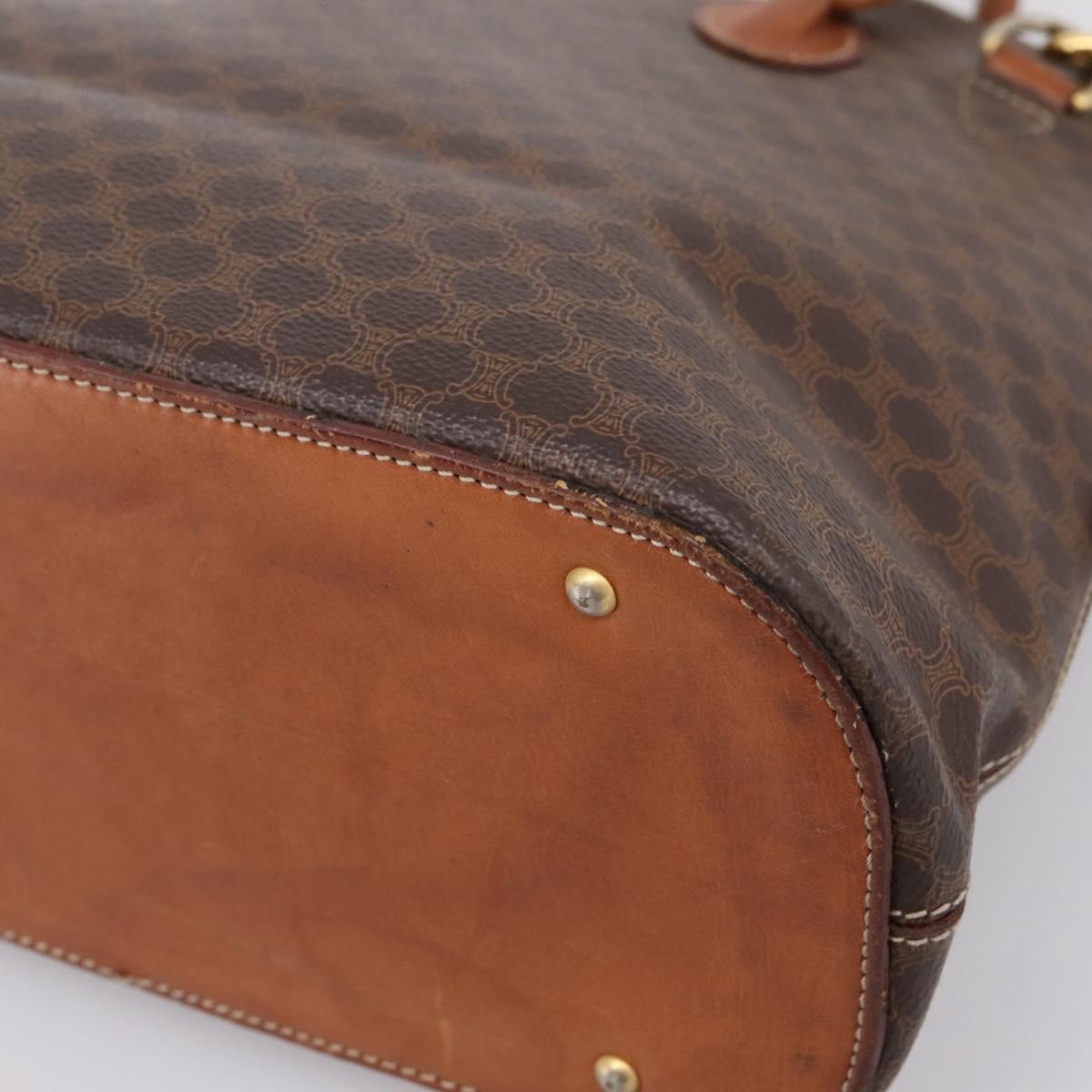 CELINE Macadam Canvas Hand Bag PVC Leather 2way Brown Gold Auth ep15962