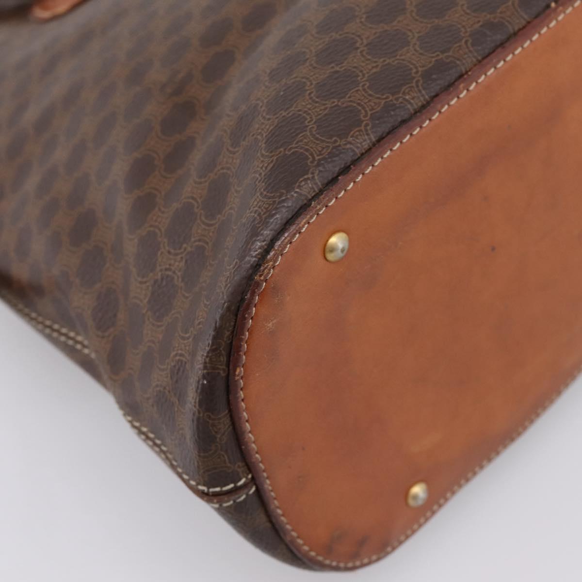 CELINE Macadam Canvas Hand Bag PVC Leather 2way Brown Gold Auth ep15962